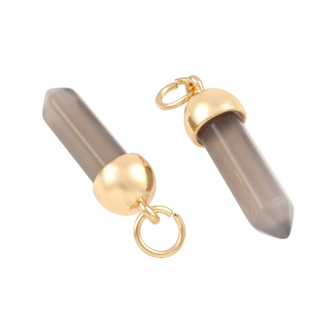 12 Packs: 2 ct. (24 total) Gray Dyed Agate Prism Pendants by Bead Landing™